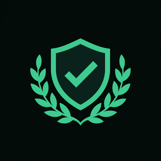 LaurelID app icon: a green shield containing a checkmark and a laurel leaf.
